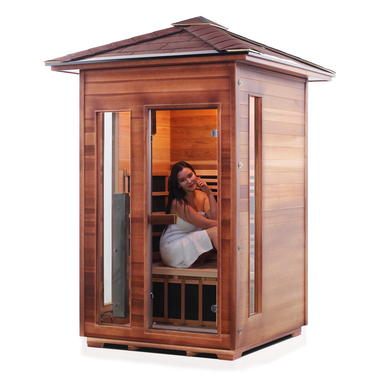 2 Person Outdoor Infrared Sauna Rustic Series Enlighten Saunas   R2P2 