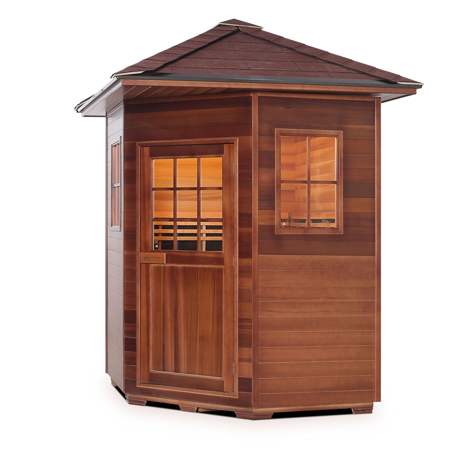 4 Person Corner Outdoor Hybrid Sauna Sapphire series Enlighten saunas
